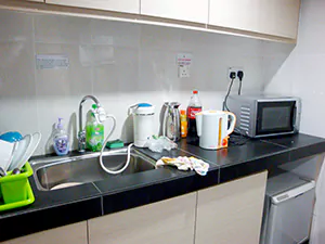Shared kitchenette (with refrigerator and microwave)